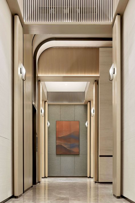 Corridor Design Ideas, House Corridor, Lift Lobby Design, Corridor Decoration, Ice Design, Lift Lobby, Hotel Corridor, Folding Glass Doors, Corridor Design