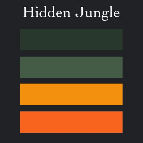 Hidden jungle is a great colour palette to create anything your heart has in mind! Jungle Colour Palette, Colour Palette, To Create, Mindfulness