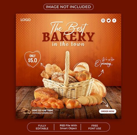 PSD premium bakery social media post tem... | Premium Psd #Freepik #psd #baking #vintage-bakery #bakery-food #bread Bakery Social Media Post, Bakery Social Media, Bread Bakery, Best Bakery, Social Media Post Template, Bakery Bread, File Free, Psd Files, Post Templates