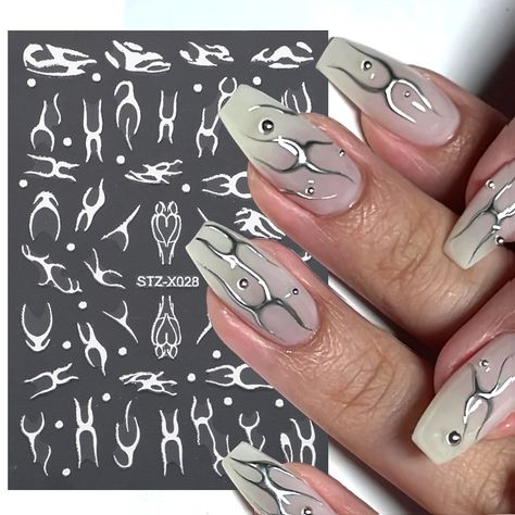 1.08US $ 5% OFF|3D Silver Metallic Line Chrome Nail Sticker French Stripe Line Flame Metal Liquid Slider Heart Star Aesthetic Y2K Decals| |   - AliExpress Star Aesthetic Y2k, Aliexpress Finds, Star Aesthetic, Slider Design, Chrome Nail, French Nail Art, French Stripes, Nail Art Stickers Decals, French Nail