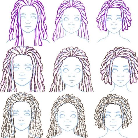 Afro Hair Drawing, How To Draw Braids, Drawing Hair Tutorial, Hair Sketch, Hair Drawing, Afro Hair, Arte Sketchbook, Sketchbook Art, Hair Reference