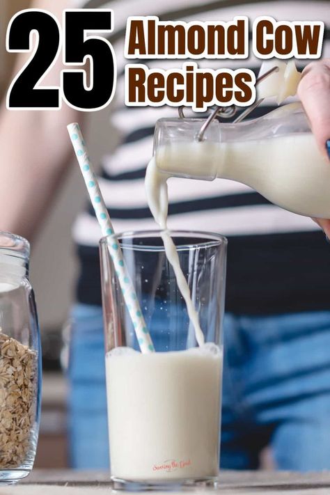 pouring almond milk in a glass Almond Cow Recipes, Oat Milk Creamer, Cow Recipes, Cashew Milk Recipe, Almond Milk Creamer, Nut Milk Recipe, Almond Cow, Homemade Nut Milk, Coconut Creamer