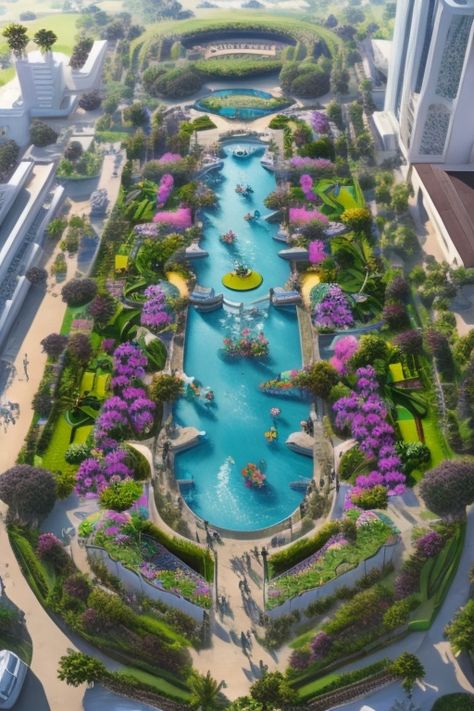 Futuristic park with people playing and lots of plants 1 Park With People, Futuristic Farming, Overgrown Futuristic City, Futuristic Eco City, Futuristic Plant City, Futuristic Green City, Eco Park, Lots Of Plants, Historical Place