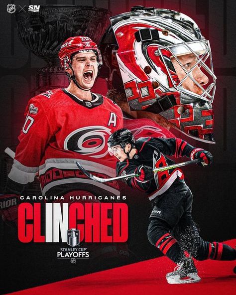 Sportsnet on Instagram: "The @canes have punched their ticket to the 2023 #StanleyCup Playoffs! 🎟️" Hockey Graphic Design, Hockey Graphics, Sports Marketing Design, Sports Poses, Durham Bulls, Sport Ideas, Goalie Gear, Hockey Design, Hockey Posters