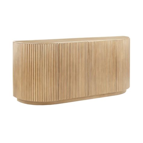 A testament to quality craftsmanship, the Merra Sideboard is a must-have for those looking for a bold, yet refined addition to a contemporary home or office space. Its curved, solid wood form, with fluted details, will sit beautifully in a room or hallway; perfect for secreting away everyday essentials and making a sta Fluted Wood Furniture, Fluted Sideboard, Curved Sideboard, Light Wood Furniture, Pearl House, Fluted Wood, Leclair Decor, Wooden Flute, Beach House Living Room