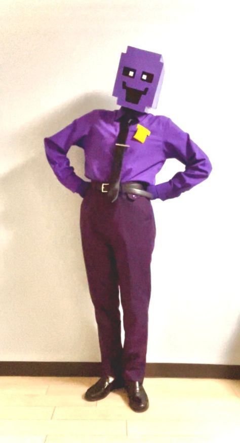 William Afton Costume, Orange Guy Fnaf, Phone Guy Cosplay, Purple Guy Fanart, Purple Guy Cosplay, William Afton Cosplay, William Afton Purple Guy, Purple Guy Fnaf, Fnaf Costume