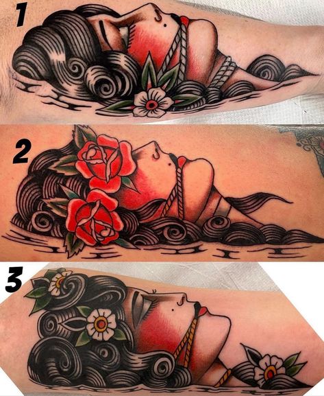 Traditional Tattoo Painting, Traditional Tattoo Girls, Americana Tattoo, Traditional Tattoo Inspiration, Vintage Tattoo Design, Traditional Style Tattoo, Western Tattoos, Traditional Tattoo Sleeve, Wicked Tattoos