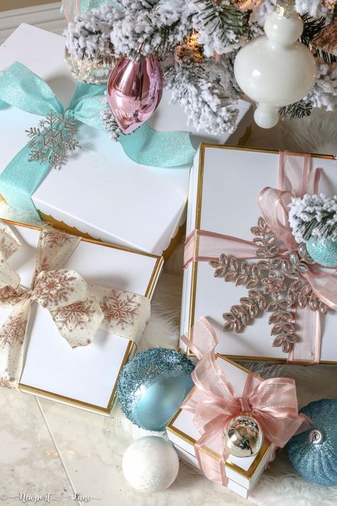 White And Blue Christmas Tree, White And Blue Christmas, Rose Gold Christmas Decorations, Pink Christmas Gifts, Wellness Journal, Rose Gold Christmas, Pink Xmas, Blue Christmas Tree, Gold Christmas Decorations