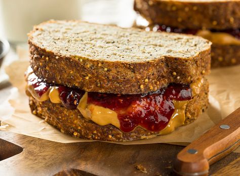 9 Hacks For The Best PB&J Ever | Eat This Not That Best Pbj Sandwich, Gourmet Pb&j Sandwich, Pb And J Aesthetic, Pbj Sandwich, Pb And J, Ham And Cheese Sandwich, Healthy Peanut Butter, Peanut Butter And Jelly, Healthy Dog Treat Recipes