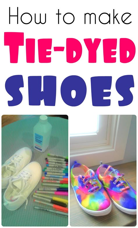 Tie Dye Ideas Projects, Diy Tie Dye Shoes, Tie Dye Projects, Dyed Shoes, Canvas Shoes Diy, Tulip Tie Dye, Sharpie Shoes, Dye Projects, Sharpie Tie Dye