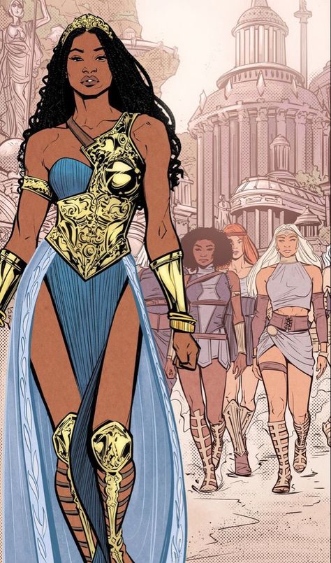 Queen Nubia, Wonder Woman Art, Black Comics, Black Cartoon Characters, Black Characters, Black Cartoon, Afro Art, Black Women Art, Comic Styles