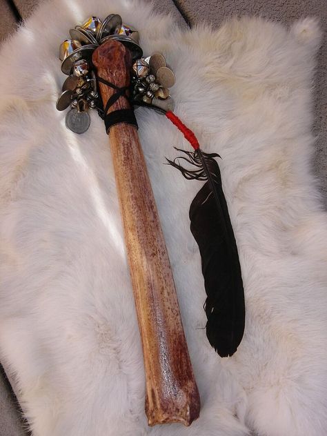 Shaman's Rattle by MsJ777 on DeviantArt Diy Rattle, Shaman Rattle, Shamanic Tools, Magic Objects, Shamanic Rattle, Spirit Sticks, Crow Feather, Pagan Crafts, Shamanic Journey