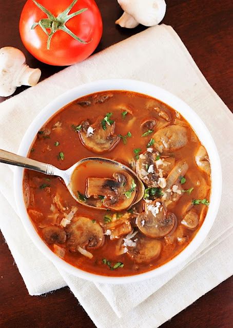 Hearty Homemade Tomato-Mushroom Soup image Tomato Based Soup, Best Mushroom Soup, Homemade Mushroom Soup, Meal List, French Soup, Soups Recipes, Bacon Soup, Mushroom Soup Recipes, Quick Vegetarian Meals