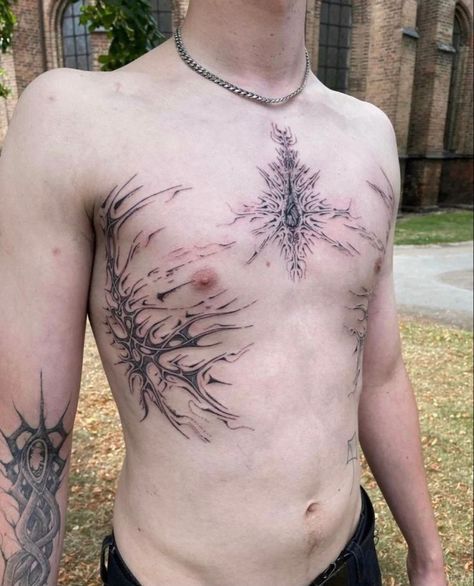 Euro Trash Tattoo, Pointilism Tattoos, Chao Garden, Top Surgery, Favorite Tattoos, Grunge Tattoo, Torso Tattoos, Sigil Tattoo, Sick Tattoo