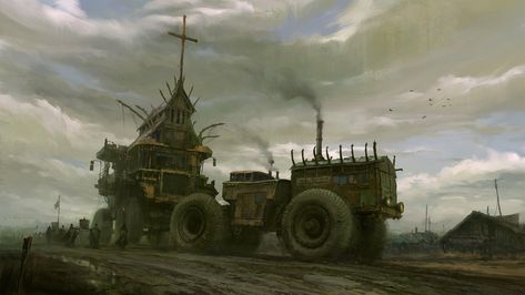 ArtStation - Procession, Sergey Vasnev Christian Romance, Post Apocalypse, Magical Art, Fantasy Paintings, Environment Concept Art, Post Apocalyptic, Fallout, Military Vehicles, Science Fiction