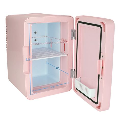 Teen Christmas Wishlist, Pink Mini Fridge, Skin Care Fridge, Fridge For Bedroom, Cool Mini Fridge, Makeup Vanities, Door Rack, Lighted Mirror, Compact Refrigerator