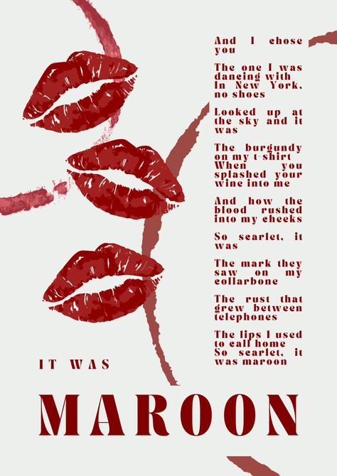 Red Taylor Swift Aesthetic Poster, Maroon Poster Taylor Swift, Taylor Swift Lyric Posters, Maroon Taylor Swift, Maroon Taylor, Mr Perfectly Fine, Lyrics Tumblr, Taylor Swift Inspired, Taylor Lyrics