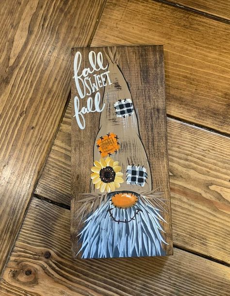 Gnome Paint, Plank Art, Fall Wood Crafts, Fall Decor Diy Crafts, Halloween Wood Crafts, Barn Wood Crafts, Wood Painting Art, Holiday Painting, Fall Halloween Crafts