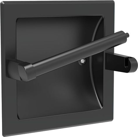 Amazon.com: WZKALY Matte Black Recessed Toilet Paper Holder for Regular Rolls, Black Pivoting Toilet Paper Holder Wall Mount Stainless Steel, in Wall Toilet Paper Holder Black, Bathroom Toilet Paper Wall Holder : Tools & Home Improvement In Wall Toilet, Wall Toilet Paper Holder, Toilet Paper Wall, Black Towel Bar, Toilet Paper Holder Wall Mount, Recessed Toilet Paper Holder, Bathroom Toilet Paper, Black Toilet Paper Holder, Black Toilet Paper