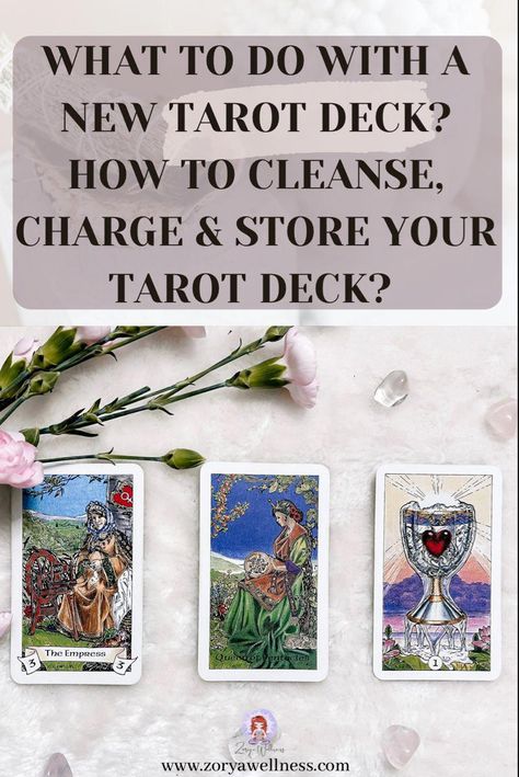 Love Astrology How To Charge Tarot Cards Full Moon, Blessing Tarot Deck, New Tarot Deck Blessing, How To Charge Your Tarot Deck, New Tarot Deck Tips, How To Charge Tarot Cards, Tarot Deck Cleanse, How To Store Tarot Cards, How To Cleanse Tarot Deck