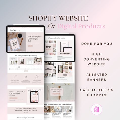 Pink Shopify Theme for Selling Digital Products Ecommerce Business Minimal Website Template Online Store Design Printables Canva Banners 2.0 dayplanner #hourlyplanner #passionplanner🛠️ Shopify Digital Products, Digital Products Website Design, Digital Product Website Design, Shopify Store Design, Minimal Website, Online Store Design, Coach Website, Selling Digital Products, Theme Template