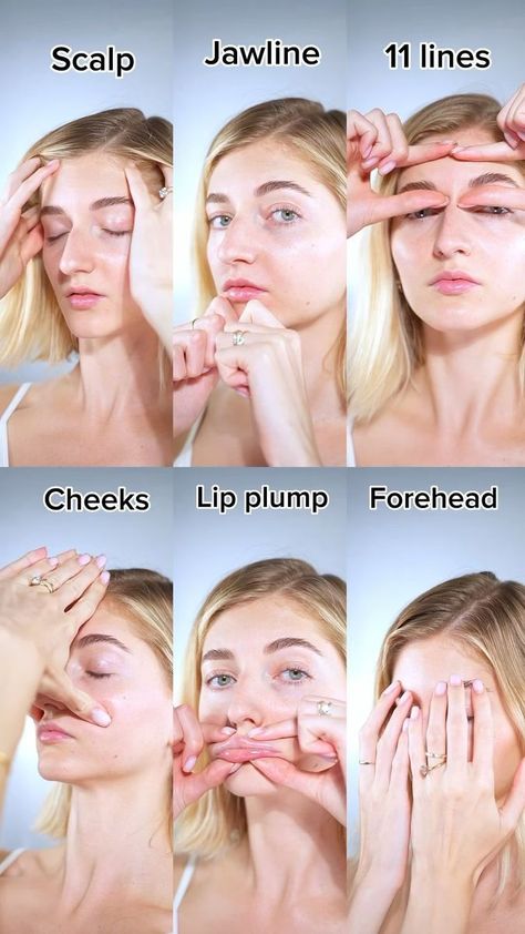 Obličejové Masky, Face Workout, Massage Routine, Face Massage Techniques, Facial Routine Skincare, Body Massage Techniques, Motivasi Diet, Facial Massage Routine, Face Yoga Exercises