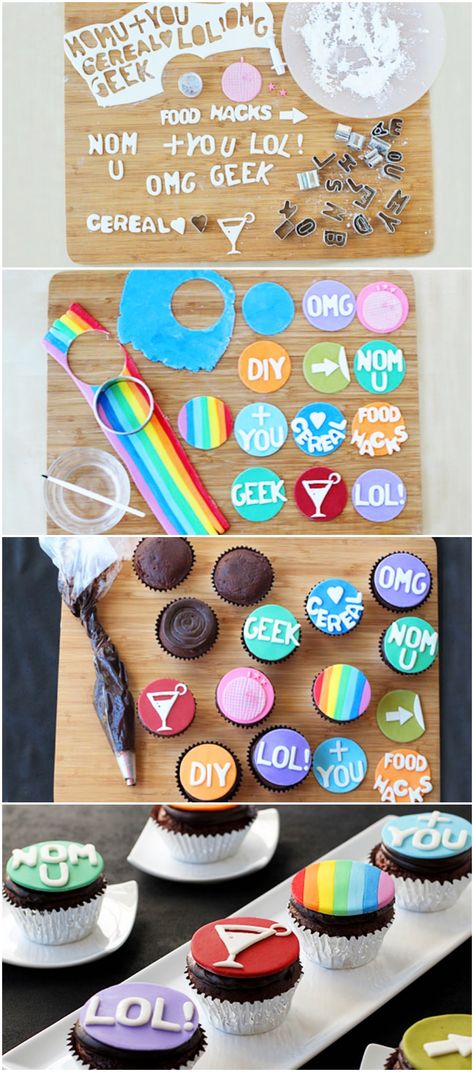 Fondant Covered Cupcakes, Fondant Cupcake Toppers How To Make, Fondant Cupcake Toppers Birthday, How To Make Cupcake Toppers, Fondant Cupcakes Ideas, Easy Fondant Cupcakes, Easy Fondant, Teenager Party, Decorate Cupcakes