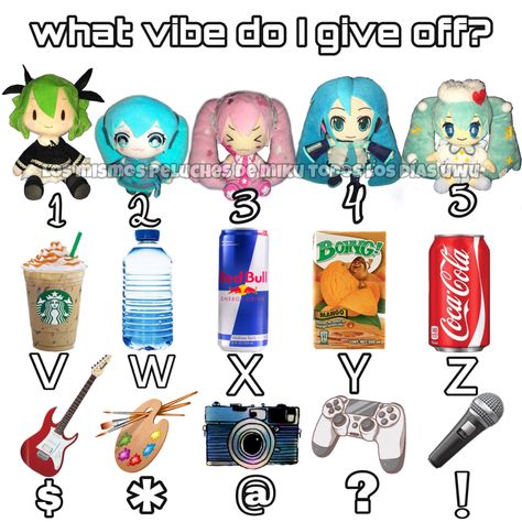 hatsune miku vibe Which Mutual Am I, Miku Plushies, Which Vibe Am I, Anime Creatures, Monster High Beds, Tag Urself, Story Games, Facebook Memes, Starter Pack