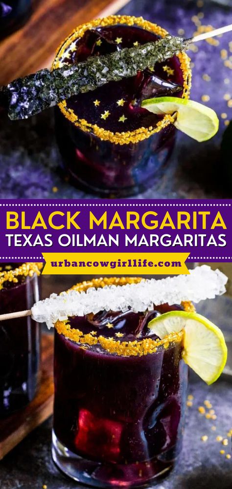 Don't miss out on this festive drink! It's an easy cocktail recipe for Texas Oilman Margaritas. Made with an easy blackberry simple syrup, these Black Margaritas are super delicious! Save this alcoholic beverage for later! Texas Margarita Recipe, Black Margarita, Halloween Drink Recipes, Blackberry Margarita Recipe, Halloween Recipes Drinks, Best Margaritas, Blackberry Margarita, Easy Margarita Recipe, Best Margarita Recipe