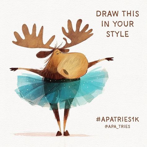 🫎 My version of this cute moose #apatries1k That was fun @apa_tries, thank you 🤗 #dtawthisinyourstyle #dtiys #dtiyschallenge #mooseart #mooseillustration #animalillustration #whimsicalart #cuteart #cozyart #artistsofinstagram #bookillustration #childrenillustration #childrensbook #childrensbookart #childrensbookpublishers #illustration_art_central #kidillustration #kidlitart #procreateart #procreateillustration #characterdesign #characterart #characterillustration #mascotillustration #mascot Moose Drawing, Moose Illustration, Cute Moose, Dtiys Challenge, Being An Artist, Learn Watercolor Painting, Art Style Challenge, Illustration Art Kids, Learn Watercolor