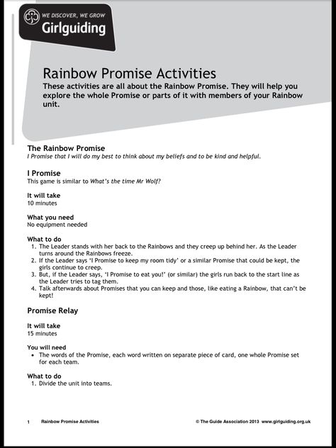 Girlguiding Rainbows, Rainbows Craft, Rainbow Guides, Brownies Activities, Rainbow Promise, Rainbow Ideas, Rainbow Games, Rainbow Activities, British Sign Language