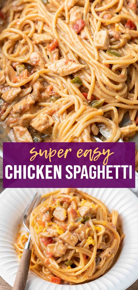 Creamy spaghetti with chicken Chicken Spaghetti On Stove Top, Spaghetti Sauce With Chicken, Chicken Spaghetti Stove Top, Stove Top Chicken Spaghetti, Chicken Spaghetti Recipe Stovetop, Stovetop Chicken Spaghetti, Chicken Stove Top Recipes, Turkey Spaghetti Recipes, Chicken Spaghetti Sauce