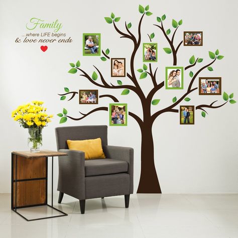 Family Tree Photo Frame, Photo Frames Wall, Family Tree Picture Frames, Family Tree Photo, Large Family Photos, Frame Wall Collage, Wall Collage Decor, Frames Wall, Family Photo Frames