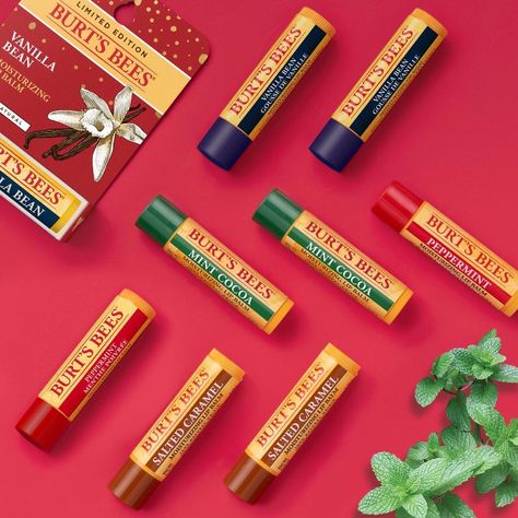 Burts Bees Chapstick, Mint Cocoa, Moisturizing Lip Balm, Burts Bees, Dry Lips, Lip Moisturizer, Vanilla Bean, Salted Caramel, Lip Balm