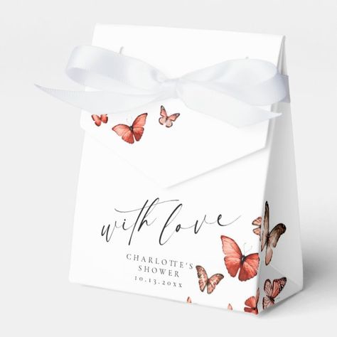 With Love Whimsical Butterfly Red Thank You Favor Box | Zazzle Whimsical Butterfly, Black Palette, Watercolor Butterfly, Game Prizes, Express Gratitude, Butterfly Watercolor, Expressing Gratitude, Favor Boxes, Butterfly Design