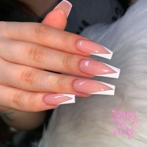 V Nails, Ongles Gel French, Pedicure Gel, White Acrylic Nails, French Tip Acrylic Nails, French Acrylic Nails, Instagram Nails, Acrylic Nails Coffin, Coffin Nails Designs