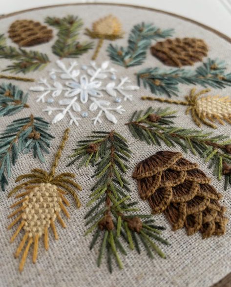 Pine Needle Art, Embroidery Sampler Ideas, Embroidery Techniques Stitches, Four Seasons Cross Stitch, Falafels, Embroidery Sampler, Elegant Embroidery, Different Stitches, Hand Embroidery Projects