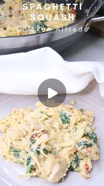 Creamy Tuscan Spaghetti Squash, Ww Spaghetti Squash Recipes With Points, Chicken Alfredo Spaghetti Squash Recipes, Spaghetti Squash Tuscan Chicken Alfredo, Chicken Broccoli Alfredo Spaghetti Squash, Spaghetti Squash With Chicken And Mushrooms, Creamy Spaghetti Squash, Spaghetti Squash Chicken Alfredo, Spaghetti Squash Chicken