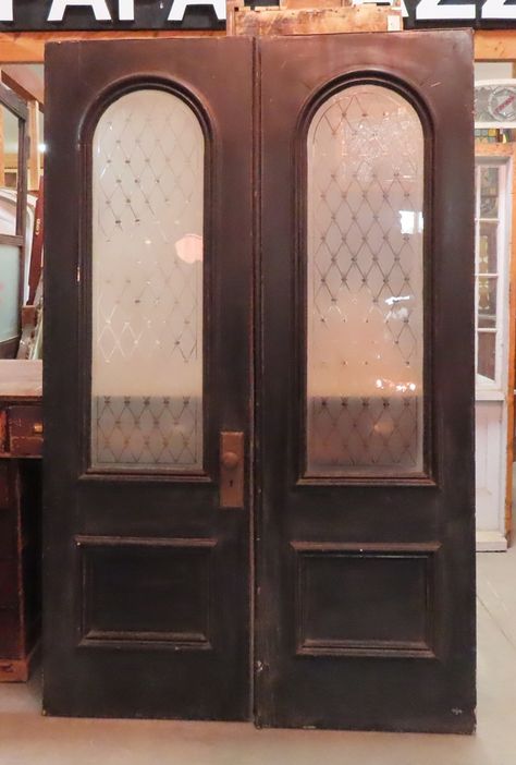 double etched glass doors DSTT Vintage Double Doors, Stained Glass Double Doors, Vintage Glass Door, French Doors Office, French Double Doors, Etched Glass Door, Door Dividers, Double Doors Interior, Double Glass Doors