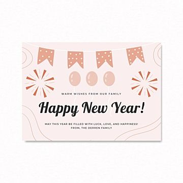 Happy New Year Card Design, New Year Card Design, New Year Post, Happy New Year Vector, Balloon Gift, New Year Greeting Cards, Cute Pastel, Making Greeting Cards, New Year Card