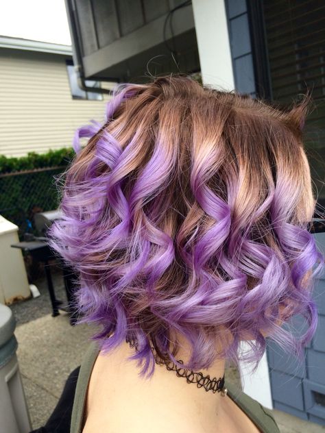 Purple Hair Curly Short, Purple Highlights Brown Hair, Highlights Curly Hair, Hair 2022, Purple Highlights, Colored Curly Hair, Highlights Brown Hair, Hair Curly, Pretty Hair