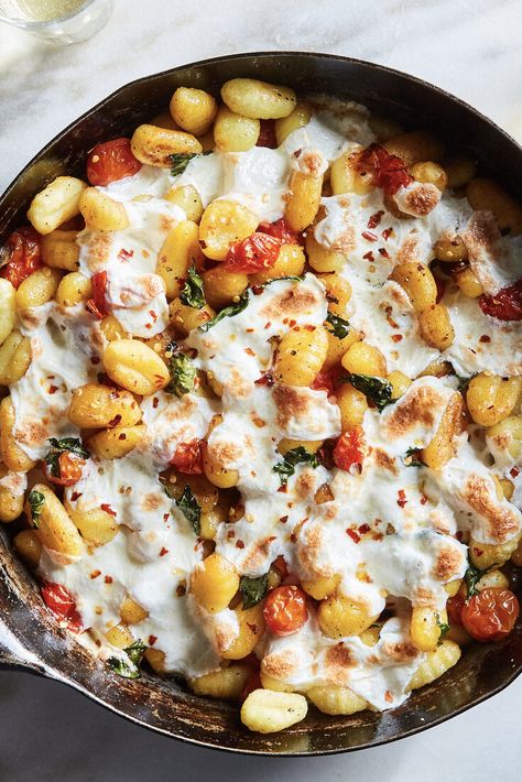 Crispy Gnocchi, Burst Tomatoes, Mozzarella Recipe, Tomatoes And Mozzarella, Mozzarella Recipes, Fast Dinners, Nyt Cooking, Juicy Tomatoes, Most Popular Recipes