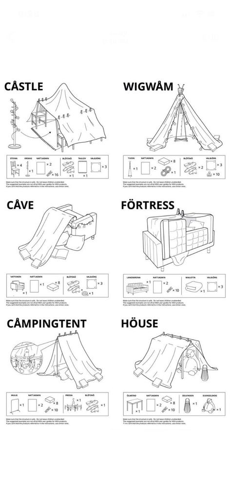 Ikea Fort Instructions, How To Make A Sofa Fort, Tent Making Ideas, Building A Fort With Blankets, Fort House Ideas, How To Build A Tent With Blankets, How To Make A Den Indoors Blanket Forts, How To Build The Best Fort, Dens For Kids Indoor