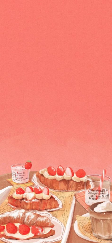 Pastry Aesthetic Wallpaper, Cute Food Wallpapers Aesthetic, Wall Iphone, Cute Food Wallpaper, Food Watercolor, Travel Art Journal, Cool Pixel Art, Iphone Wallpaper Sky, Pretty Phone Wallpaper