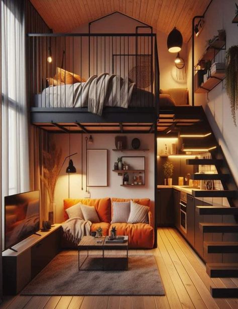 House Design Budget, Loft Type House, Loft Type, House Community, Loft House Design, Tiny House Storage, Stylish Bedroom Design, Budget Design, Tiny House Loft