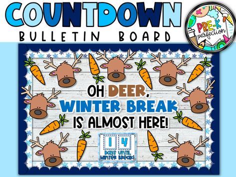 This winter countdown Reindeer bulletin board is the perfect way to decorate your class this Christmas! Your students will love seeing their names on these cute reindeer. You can leave it up all December long and count down the days until winter break! This Christmas countdown is sure to get the entire classroom excited for the holidays!   You are sure to have the cutest bulletin board in school this December! EDITABLE IN POWERPOINT! Check out the video preview to see everything included in this product! ⭐️EDITABLE IN POWERPOINT! You can type your students' names in PowerPoint on these Reindeer! INCLUDED: 8 bulletin border Winter Break Countdown Banners Reindeer Carrots OH DEER, WINTER BREAK IS ALMOST HERE! - Black and white letters and colored letters **Please note that this is a DIGITAL Reindeer Bulletin Board, Countdown Bulletin Board, Reindeer Bulletin Boards, Candy Bulletin Boards, Bulletin Board Winter, Countdown Until Christmas, Winter Classroom Decorations, School Countdown, Colorful Bulletin Boards