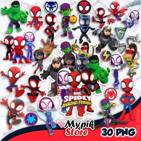 Superhero Clipart, Spidey And His Amazing Friends, Friends Clipart, Mickey Mouse Birthday Party, Amazing Friends, Mickey Mouse Birthday, Party Banners, Kit Digital, Party Accessories