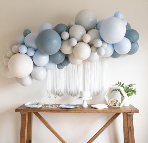 Cerulean Balloon Garland Kit With Shades of Blue for Birthday Boy Baby Shower Bachelor Party Engagement Party Wedding and More - Etsy Muted Blue Balloon Garland, Dusty Blue Birthday Party Decorations, Dusty Blue Balloon Arch, Simple Baby Shower Centerpieces For Boys, Baby Boy Shower Balloon Arch, Blue And White Balloon Decorations, Blue Toile Baby Shower Decor, Dusty Blue Baby Shower Decor, Blue Jean Baby Shower Theme