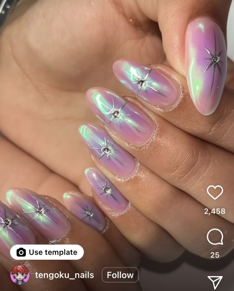 Chrome Tip Nails With Gems, Chrome Jewel Nails, Chrome Nails Gems, Chrome And Jewel Nails, Chrome Beads Nails, Nail Inspo Chrome, Gem Placement, Gel Chrome Nails, Chrome Nail Designs