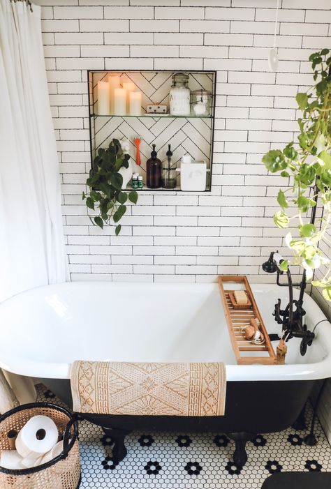 Clawfoot Tub Ideas, Clawfoot Tubs, Nesting With Grace, Eclectic Bathroom, Tub Ideas, Upstairs Bathrooms, Clawfoot Tub, Stylish Bathroom, Bathroom Renos